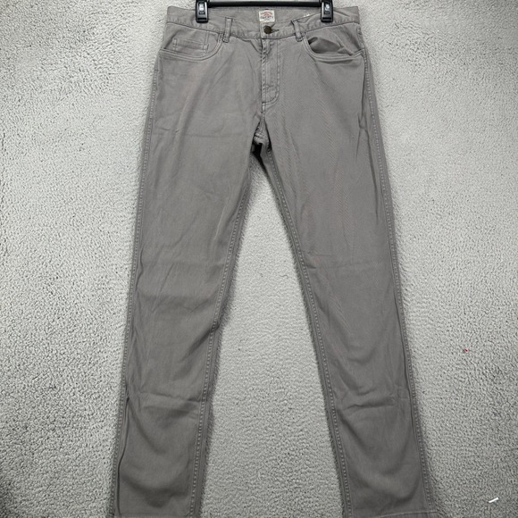Faherty Mens Straight Leg Jeans 33 Light Grey Stretch Denim Organic Cotton Blend